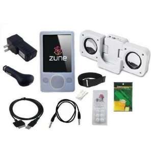  Zune 80GB / 120GB Series  Player Clear/White Silicone Skin Case 