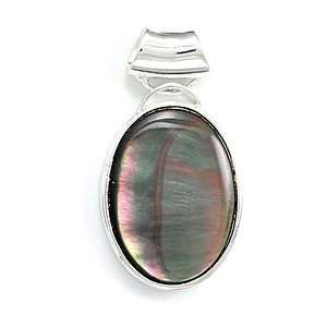  Oval Black Mother of Pearl with Large Bail Pendant 