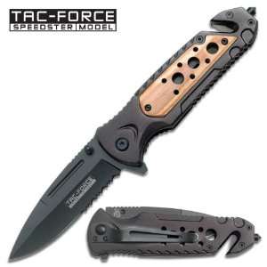 25 Tac Force Baron Spring Assisted Rescue Knife   Light Natural 
