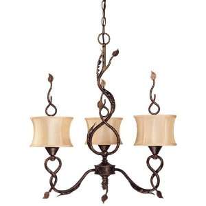  Nuvo 60/1421 3 Light Chandelier with Beige Shantung Shades 