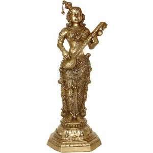  Apsara with Vina   Brass