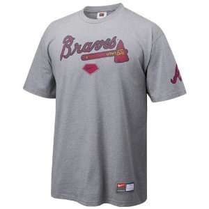  Nike Atlanta Braves Ash Practice T shirt Sports 