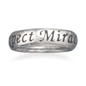  5.4mm Expect Miracles Band .925 Sterling Silver Ring. Size 
