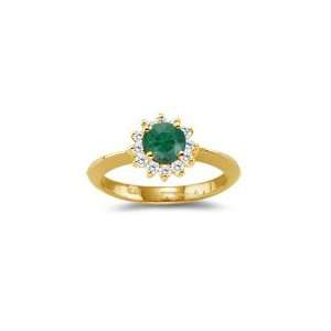  0.36 Cts Diamond & 0.53 Cts Emerald Ring in 18K Yellow 