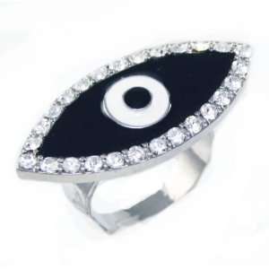  Unique Black All Seeing Eye Ring with Ice Crystal Accents 