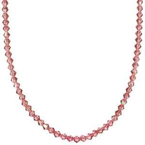  Swarovski Elements Rose Colored 4mm Bead Necklace, 80 