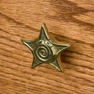  Solid Brass Star Cabinet Knob   Polished & Lacquered Brass 