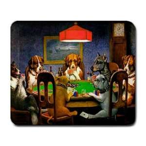   Mouse Pad Mat Computer Dogs Playing Poker Cards 