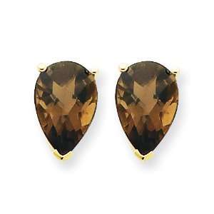  14k 10x7 Pear Smokey Quartz Earrings West Coast Jewelry 