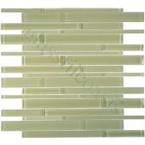  Random Bricks Green Cane Solids Glossy & Frosted Glass Tile   13105