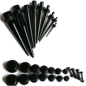  Stretching Kit Black Plugs and Tapers 00g 0g 2g 4g 6g 8g 10g 12g 14g 