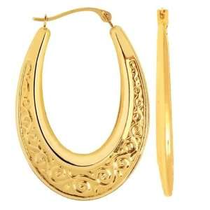    14K Yellow Gold Horseshoe Hoop Earrings (20 x 30 mm) Jewelry