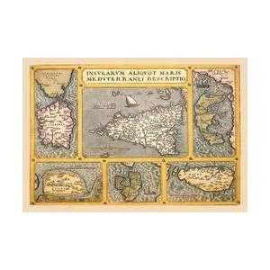  Maps of Italian Islands 12x18 Giclee on canvas