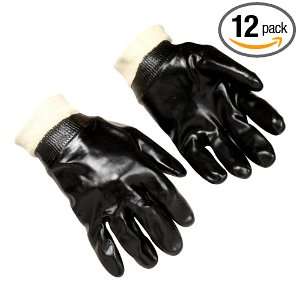 Steiner 17110 Coated Work Gloves, Black PVC Single Dip, Smooth, Knit 