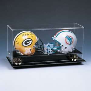  Double Mini Helmet Display Case with Risers Sports 