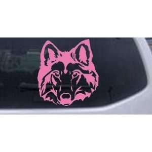 Wolf Head Animals Car Window Wall Laptop Decal Sticker    Pink 14in X 