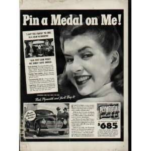  Pin a Medal on Me  1941 Plymouth Ad, A2758 