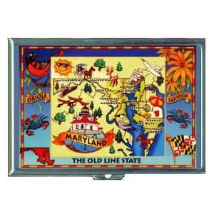  Maryland Map Old Line State, ID Holder, Cigarette Case or 