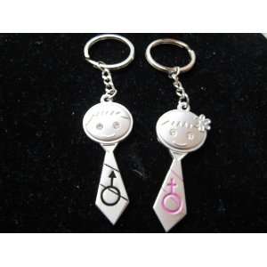  KBF52202 boy and girl with necktie keychain   Gift for 