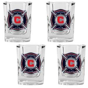  Chicago Fire MLS 4pc Square Shot Glass Set   Primary Team 