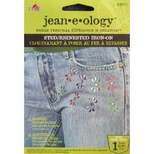  Jeaneology Iron Ons Floral Buds Rhinestuds Arts, Crafts 