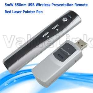  5mw 650nm Red Laser Pointer Pen USB Wireless Presentation 