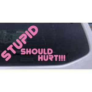 Stupid Should Hurt Funny Car Window Wall Laptop Decal Sticker    Pink 