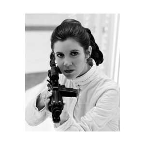  Star Wars ESB Armed Princess Leia Black and White Print 