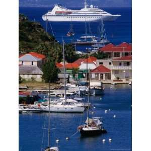 Cruise Ship Approaching Island Port, Gustavia, St. Barts Photographic 