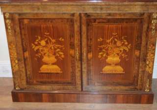 Burr Walnut Victorian Bookcase Cabinet Inlay  