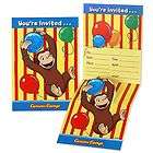 Curious George 8 pack Birthday Party Invitations
