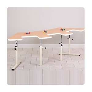  Quarter Round Work/Activity Table with Three Cut Outs 