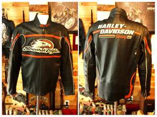 100% AUTH Harley Davidson screamin eagle racing leather rider jacket 