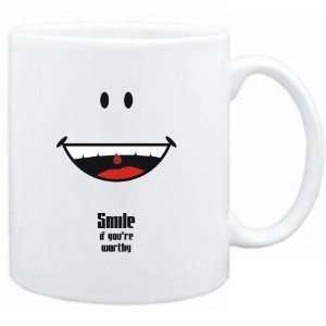  Mug White  Smile if youre worthy  Adjetives