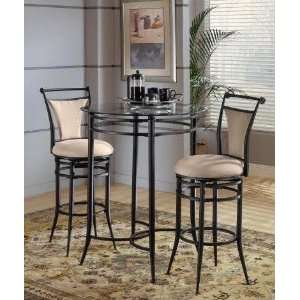  3pc Bar Table and Stools Set with Beige Microfiber in 