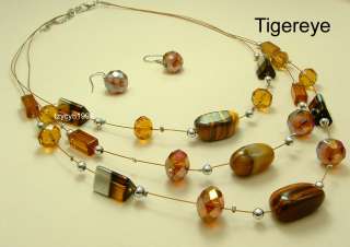 12sets natural gemstone necklaces&earring wholesale S35  