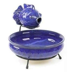  Blue Ceramic Fish Electric Table Top Fountain by Smart 