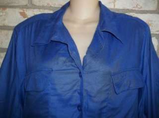 Blue CAROLINA COLOURS short sleeve Button Top Shirt 24W 24 W NWT 
