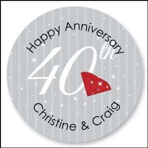 40th Anniversary   24 Round Personalized Wedding Anniversary Sticker 