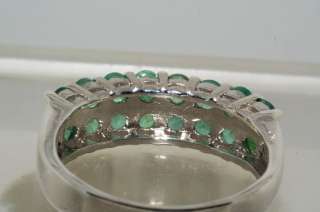 29CT 2 ROW ROUND CUT EMERALD BAND SIZE 9  