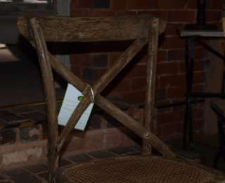 Vintage Style Distressed Oak Dining Chair with Rattan Base  