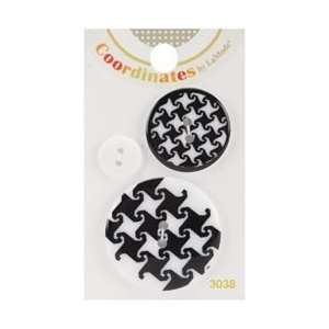   Buttons Hounds Tooth 3/Pkg 49300 3038; 6 Items/Order
