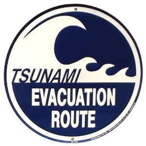 Tsunami Evacuation Route Tin Metal Wave Beach Road Sign 