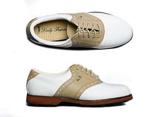 LADY FAIRWAY White/Beige Leather Golf Shoe 6 M $129 NIB  
