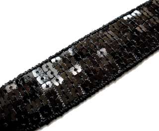 Z2143 1 Black Shiny Flat Sequin Lace Trim x 10 Yard  