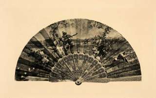 1908 Photogravure Mariano Fortuny Art Decorative Paper Hand Fan 