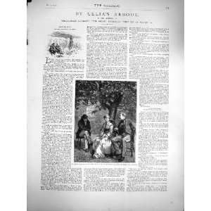  1877 Illustration CeliaS Arbour Mulberry Tree Men Lady 