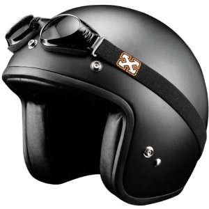 SparX Old School Bobber Open Face Pearl Motorcycle Helmet Matte Black 
