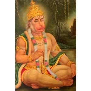  Shri Hanuman Commemorating Ramas Name   Oil on Canvas 