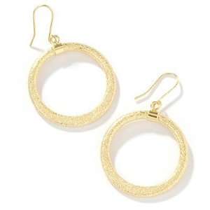18K White, Rose, or Yellow Gold Sparkling Frost Circle Dangle Earrings